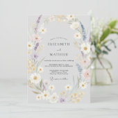 Zilveren Violette Wilde Bloemen Bruiloft Kaart (Staand voorkant)