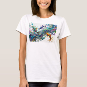 Zilveren VIS SEN IN KLEURRIJK WATER Citeren T-shir T-shirt