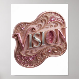 Zilveren VISION-afdruk met een rand Poster
