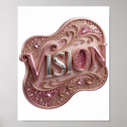 Zilveren VISION-afdruk met een rand Poster (Voorkant)