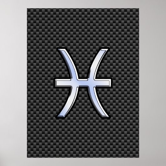 Zilveren Vissen Sterrenbeeld op Koolstofvezel Prin Poster (Voorkant)