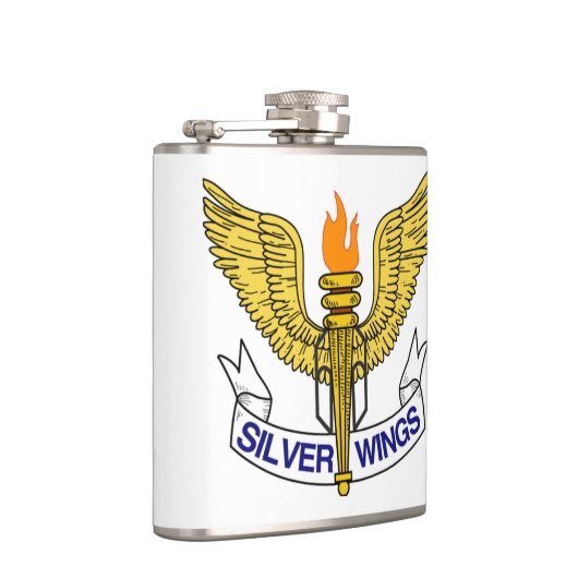 Zilveren vleugels kolf heupfles (Rechts)