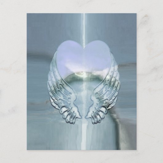 Zilveren vleugels rond een hart gewikkeld flyer (Voorkant)