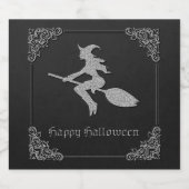 Zilveren vliegende heks Halloween Likeurfles Etiket (Enkel label)