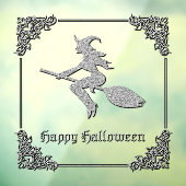 Zilveren vliegende heks Halloween Raamsticker (Vel 3)
