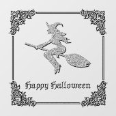 Zilveren vliegende heks Halloween Raamsticker (Vel)