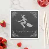 Zilveren vliegende heks Halloween Servet (Insitu)