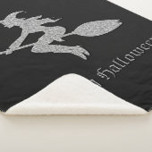 Zilveren vliegende heks Halloween Sherpa Deken (3/4)