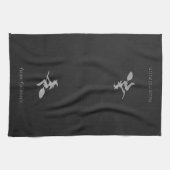 Zilveren vliegende heks Halloween Theedoek (Horizontaal)