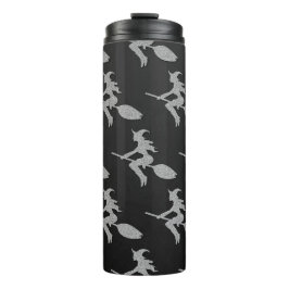 Zilveren vliegende heks Halloween Thermosbeker