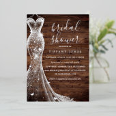 Zilveren vlinder jurk rustiek Vrijgezellenfeest Folie Uitnodiging (Staand Voorkant)