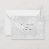 Zilveren vlinder schittert bruiloft RSVP Notitiekaartje (Achterkant)