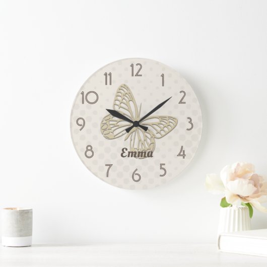 zilveren vlinderklokje Naam wandklok toevoegen (Huis)
