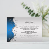  zilveren vlinders op blauwe gradiënt - Gegevens RSVP Kaartje (Staand voorkant)