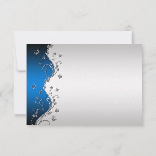 zilveren vlinders op blauwe gradiënt RSVP (Achterkant)