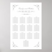  Zilveren Vlourish Wedding Seating Poster (Voorkant)