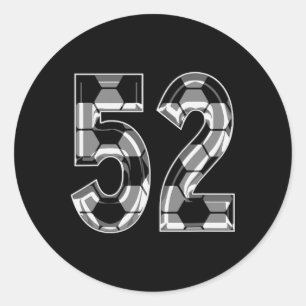 Zilveren Voetbalpatroon Nummer 52 Shirt Speler Uni Ronde Sticker