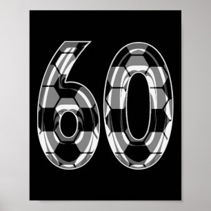 Zilveren Voetbalpatroon Nummer 60 Shirt Speler Uni Poster