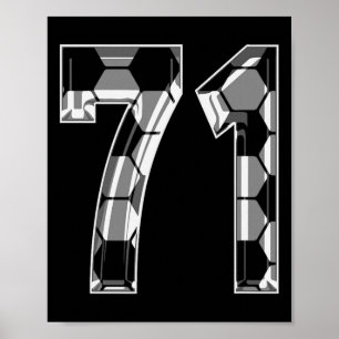 Zilveren Voetbalpatroon Nummer 71 Shirt Speler Uni Poster