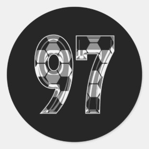Zilveren Voetbalpatroon Nummer 97 Shirt Speler Uni Ronde Sticker