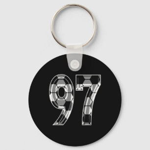 Zilveren Voetbalpatroon Nummer 97 Shirt Speler Uni Sleutelhanger