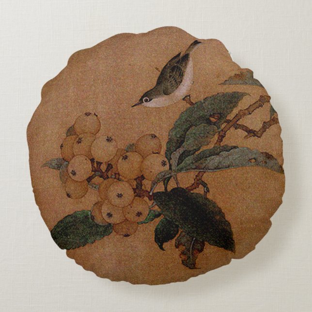 Zilveren vogel en lavetten rond kussen (Achterkant)