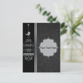 Zilveren Vogelkooi & Lederen Achtergrond Briefkaart (Staand voorkant)