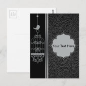 Zilveren Vogelkooi & Lederen Achtergrond Briefkaart (Voorkant / Achterkant)