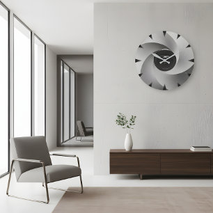 Zilveren Vortex Industriële Wandklok