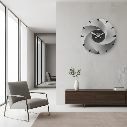 Zilveren Vortex Industriële Wandklok