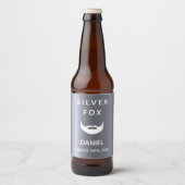 Zilveren vos verjaardagsbaard mannen jongens bier etiket (Voorkant)