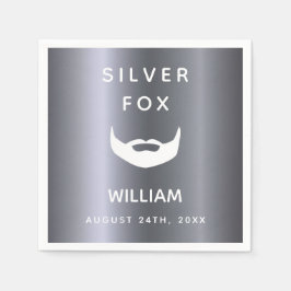 Zilveren vos verjaardagsbaard mannen jongens servet