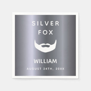 Zilveren vos verjaardagsbaard mannen jongens servet