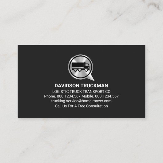 Zilveren Vrachtwagen Spraakdoos Trucker Visitekaartje (Achterkant)