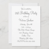 Zilveren vrouwen 21ste verjaardagsfeest kaart (Achterkant)