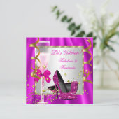Zilveren vrouwen in de opgeruimde roze partij kaart (Staand voorkant)