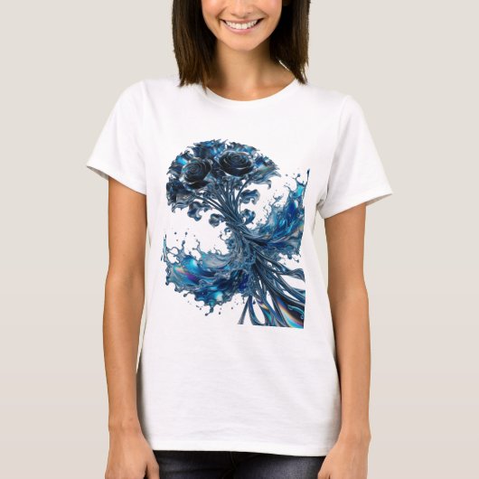 Zilveren WATERFALLENDE ROZEN Citat Shirt (Voorkant)