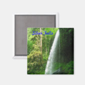 Zilveren Waterval Olie Schildering Magneet (Voorkant / Achterkant)