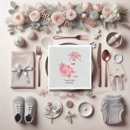 Zilveren Waterverf Ballerina Flamingo Baby shower Servet