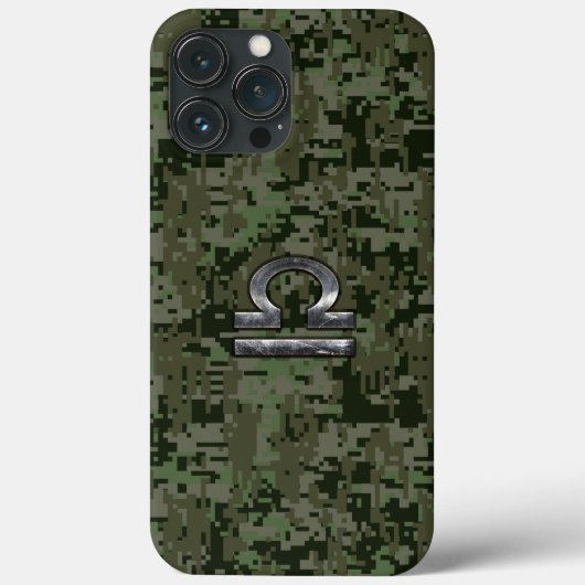 Zilveren Weegschaal Zodiac Groene Camo Case-Mate iPhone Case (Achterkant)