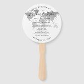 Zilveren Wereldkaart bruiloft programma Handwaaier (Voorkant)