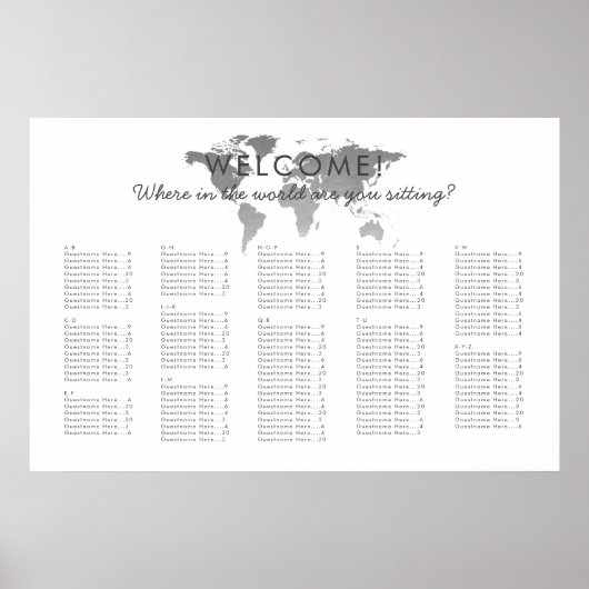 Zilveren Wereldkaart Poster (Voorkant)