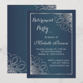 Zilveren wervelingen op middernachtblauw Pensioenf Kaart (Voorkant / Achterkant)