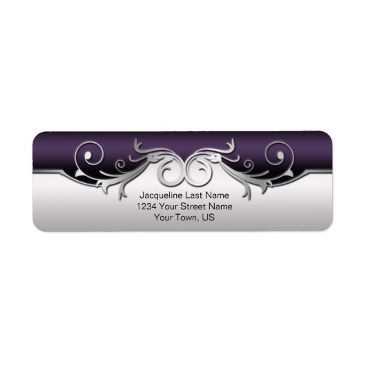  zilveren wervelingen Paarse zwarte verloop Etiket (Voorkant)