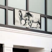 ZILVEREN WILDE PAARDEN VAN UTAH WALL ART Banner (Buitenkant Gebouw)