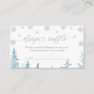 Zilveren Winter Baby Shower Luier Raffle Ticket Informatiekaartje