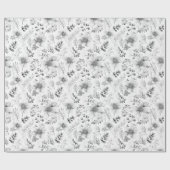 Zilveren Winter Bloemmotief Cadeaupapier (Vlak)