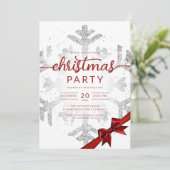 Zilveren Winter Glitter Sneeuw Bedrijf Kerstmis Kaart (Staand voorkant)