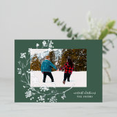 Zilveren Winter Natuurlijke Groene Vrolijke Kerstm Folie Feestdagenkaart (Staand Voorkant)
