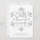 Zilveren Winter ONEDERLAND 1e Verjaardag FAUX Glit Kaart (Voorkant)